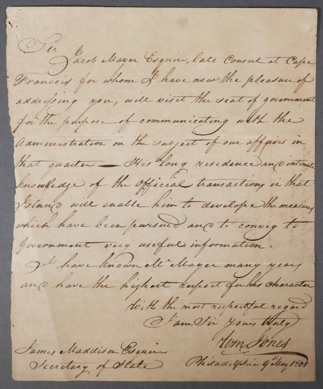  JAMES MADISON 1801 LETTER1801 2fdbb4