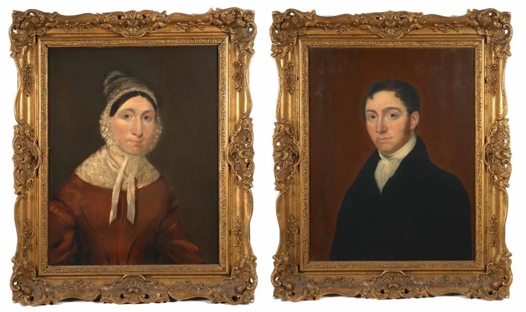 19TH C PAIRED PORTRAITS OF COUPLEPaired 2fdbc3