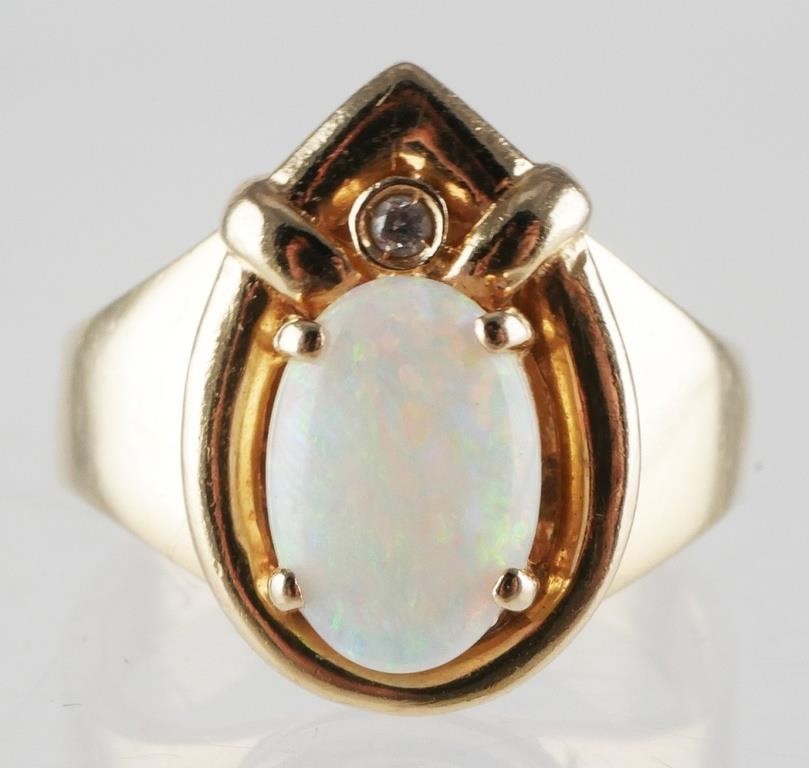 14K GOLD OPAL DIAMOND RINGSize 2fdc82