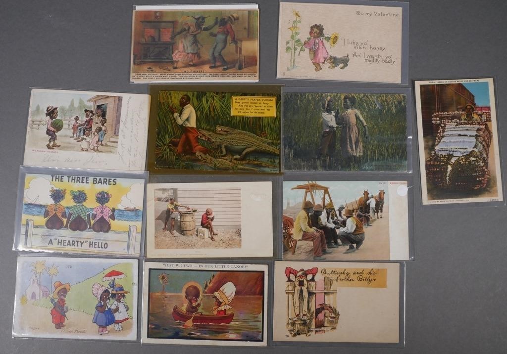 POSTCARDS 12 BLACK AMERICANA, EARLY