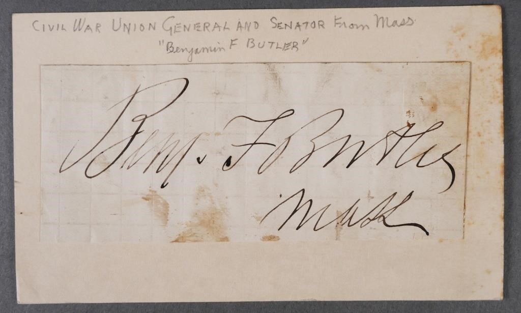 CIVIL WAR GENERAL BENJAMIN BUTLER AUTOGRAPHLater