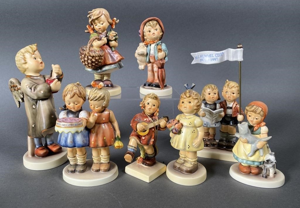 8 HUMMEL FIGURINES, SOME HAND SIGNEDMarks