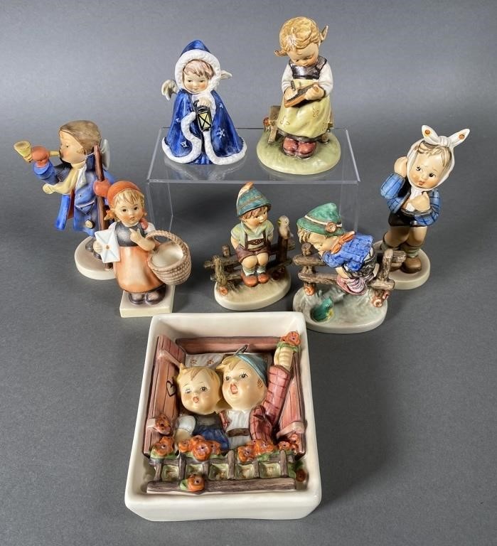 8 HUMMEL FIGURINES, PLAQUEMarks vary.