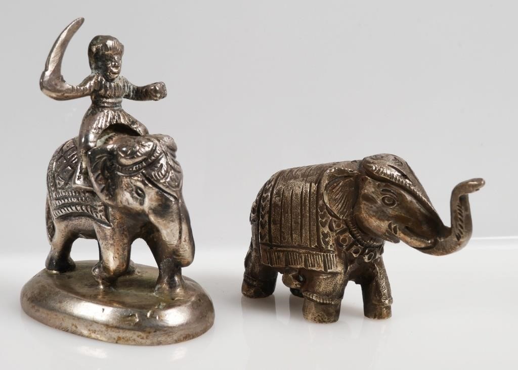 2 VINTAGE INDIAN SILVER ELEPHANT