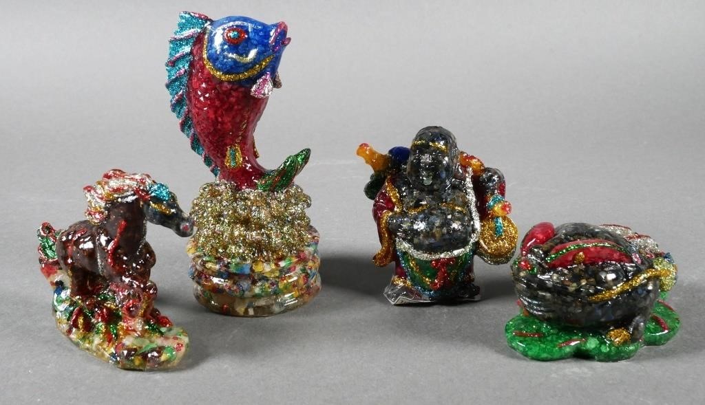 4 GEMSTONE FIGURINES, RUBY & SAPPHIREFour