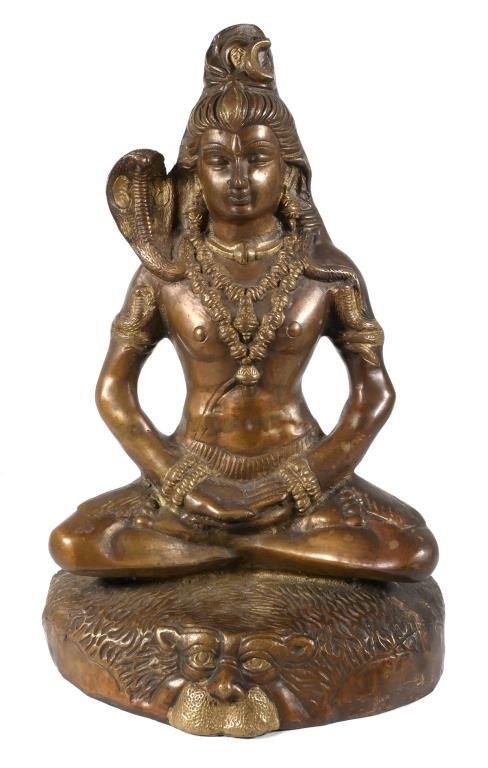 BRONZED SEATED SHIVA20th C bronze 2fdd76