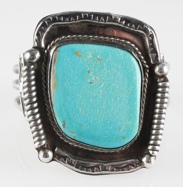 HUGE STONE TURQUOISE SILVER CUFFNative