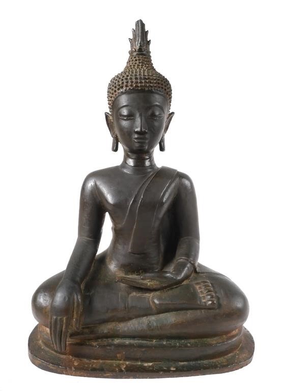 ANTIQUE BRONZE BUDDHA SCULPTUREBronze