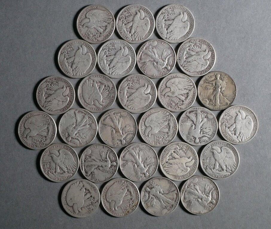 (27) WALKING LIBERTY SILVER HALF