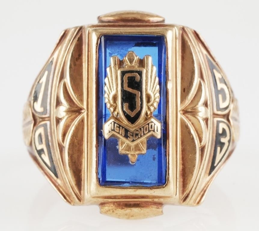 10K  YELLOW GOLD 1953 CLASS RINGBlue