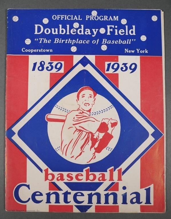 RARE 1939 BASEBALL CENTENNIAL PROGRAMNot 2fdf23