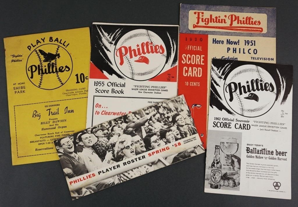 PHILADELPHIA PHILLIES 1948-58 PROGRAMSFive