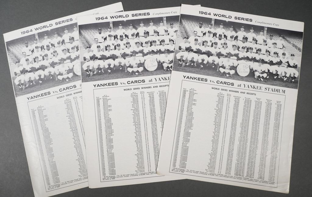 1964 WORLD SERIES SCORECARDS (3)Three