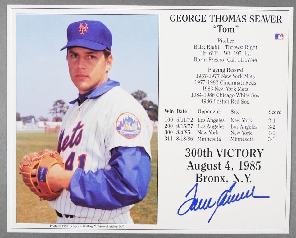 TOM SEAVER SIGNED PHOTOGRAPH8x10