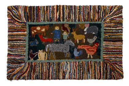 Pictorial hooked rug 20th century 4c98f