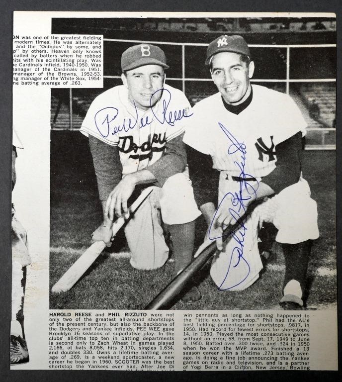 PEE WEE REESE PHIL RIZZUTO SIGNED