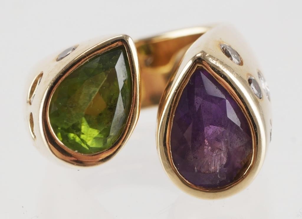 14K GOLD RING AMETHYST PERIDOT 2fdfca