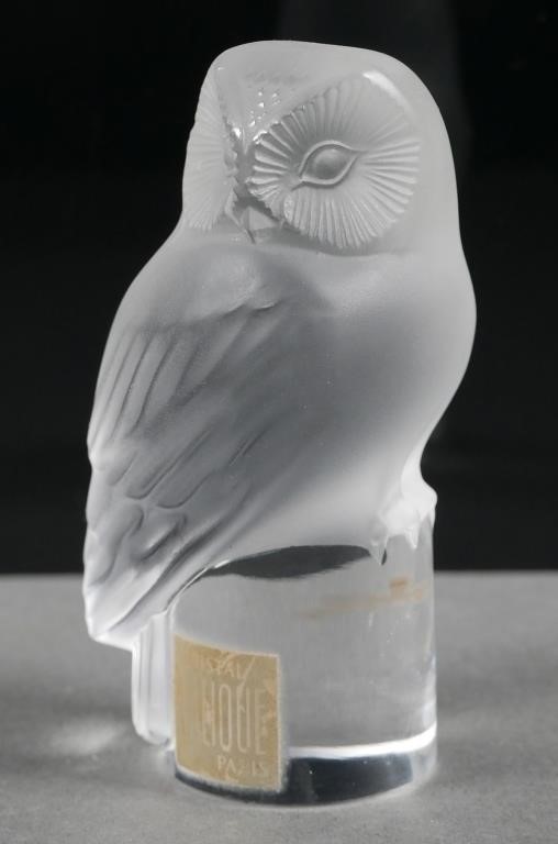LALIQUE ART GLASS OWL MASCOT FIGUREMeasures 2fdfd7