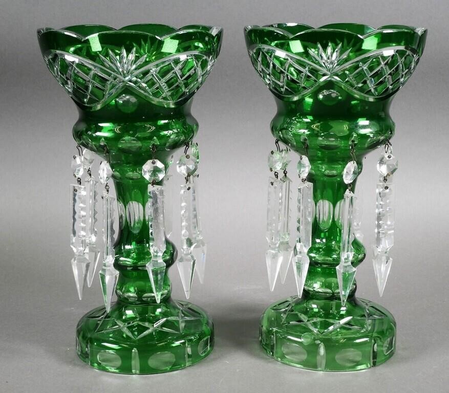ANTIQUE BOHEMIAN GREEN CZECH GLASS