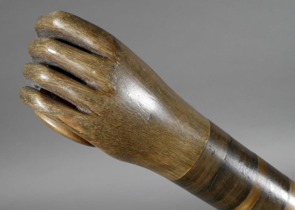 WALKING STICK: CARVED HAND, MADE OF