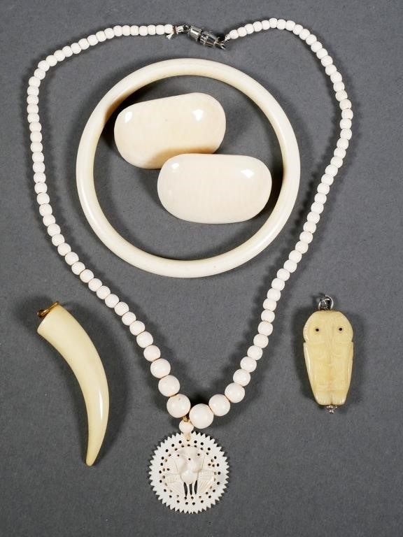 ANTIQUE IVORY JEWELRY LOTCan be 2fe087