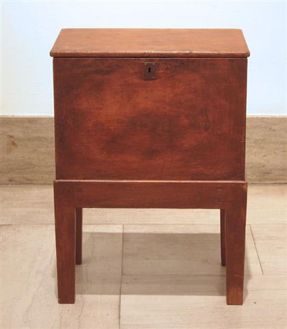 Red painted pine sugar chest on stand 4c9ab