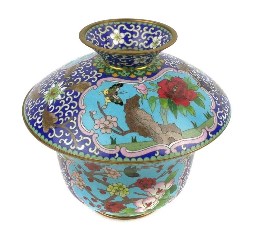 VINTAGE CHINESE CLOISONNE COVERED