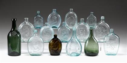 Group of fifteen glass flasks 