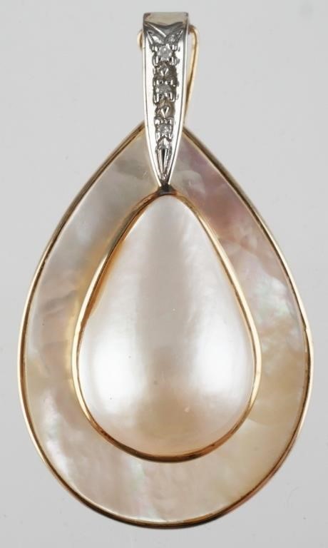 14K PEARL DIAMOND ENHANCERTeardrop 2fe0c6