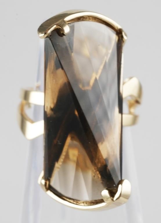 14K SMOKY QUARTZ DESIGNER RINGFancy 2fe0c7