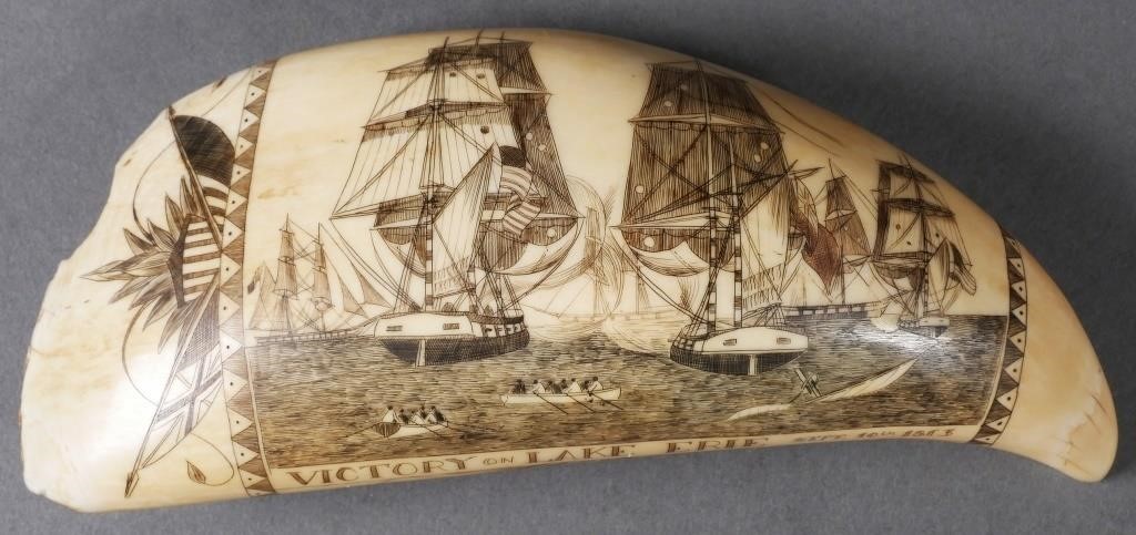 ROBERT SPRING SCRIMSHAW WHALE TOOTHFinely 2fe0ce