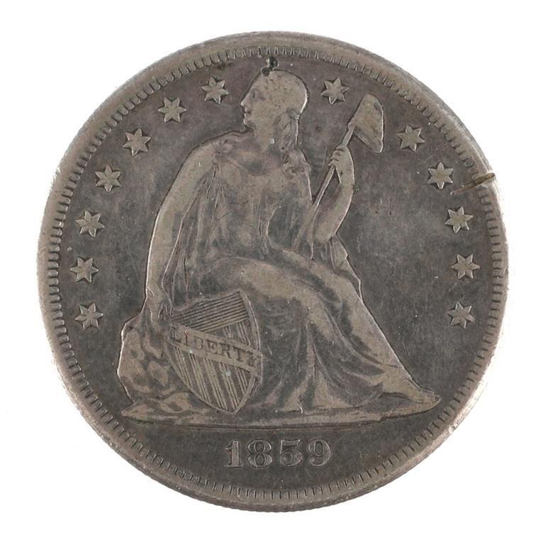 1859 O SEATED LIBERTY SILVER DOLLAR