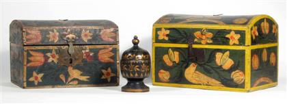 Two paint decorated dome top boxes 4c9b3