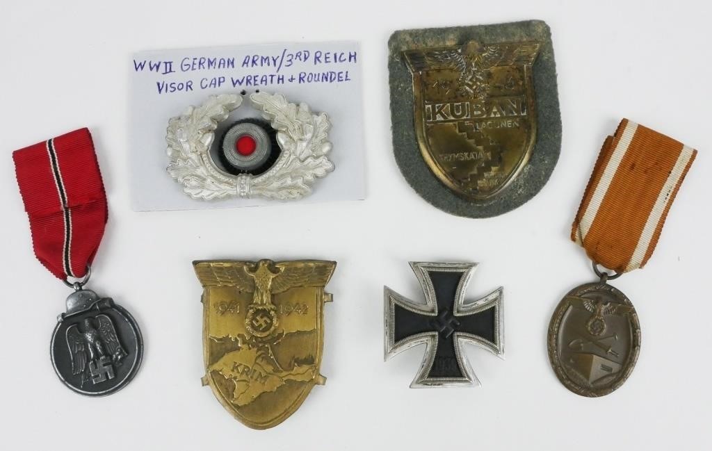  6 WW2 GERMAN NAZI MEDALS BADGESCased 2fe1bc