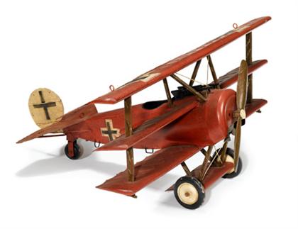 Painted metal model of a triplane  4c9cf