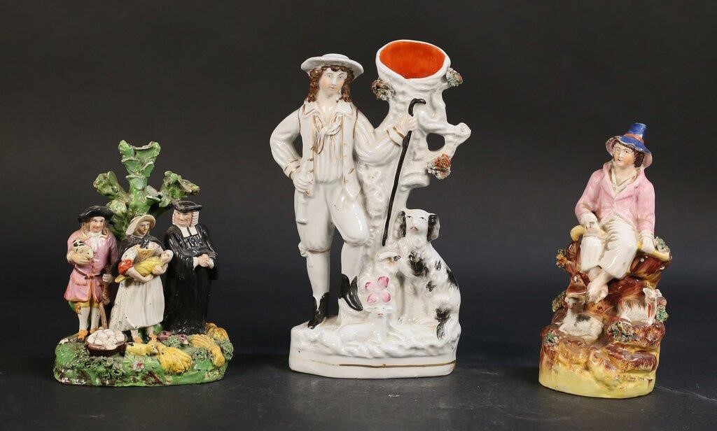 3 PIECES STAFFORDSHIRE PORCELAIN3