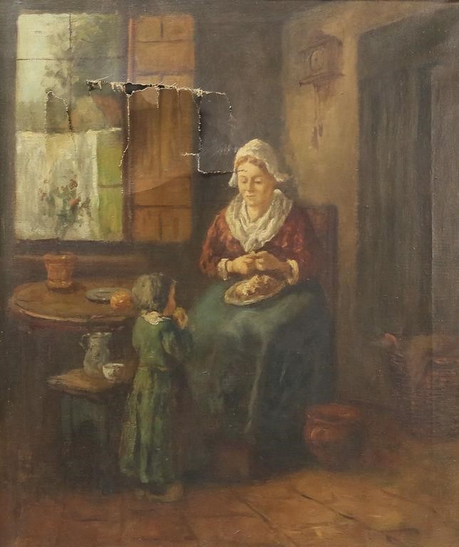 OIL ON CANVAS MOTHER & CHILDOil