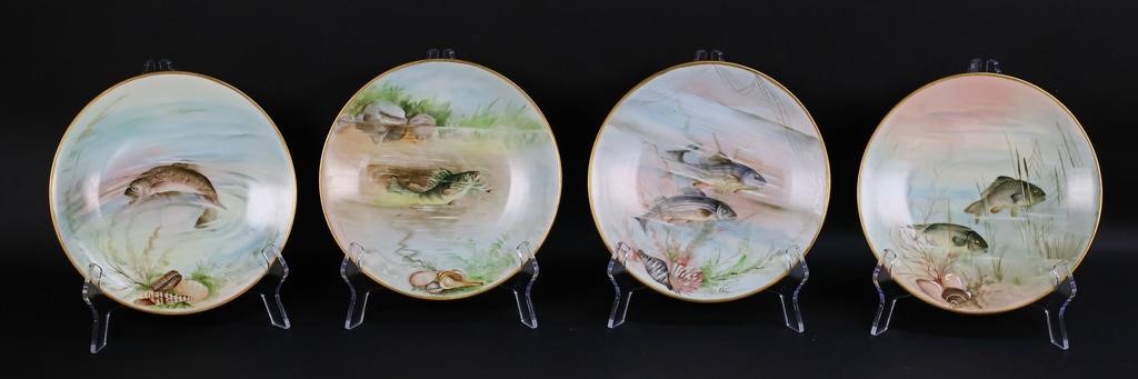 SET OF 4 HAND PAINTED LIMOGES FISH