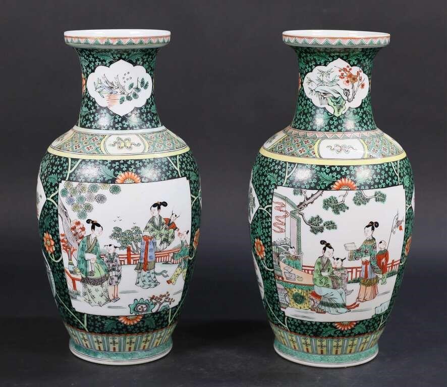 PAIR OF CHINESE FAMILLE VERTE PORCELAIN 2fe2c7