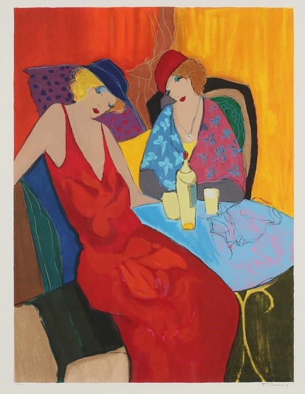 ITZCHAK TARKAY SERIGRAPH TWO WOMENItzchak