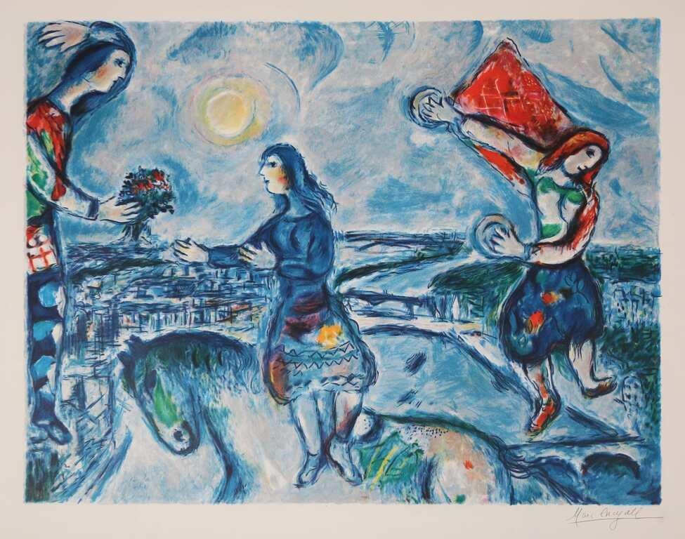 AFTER MARC CHAGALL LITHOGRAPH LOVERS 2fe2e9