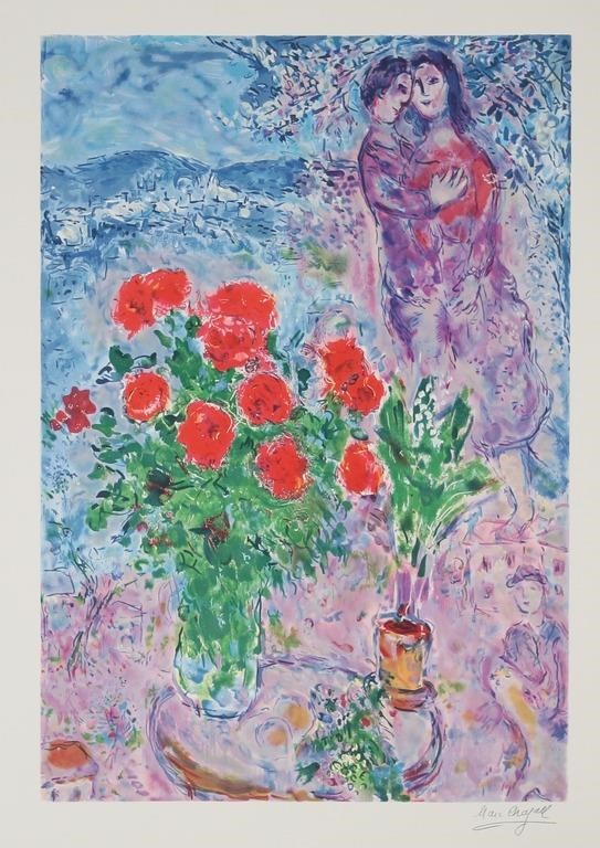 AFTER MARC CHAGALL LITHOGRAPH RED 2fe2ea