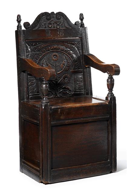 Charles II carved oak armchair    cheshire,