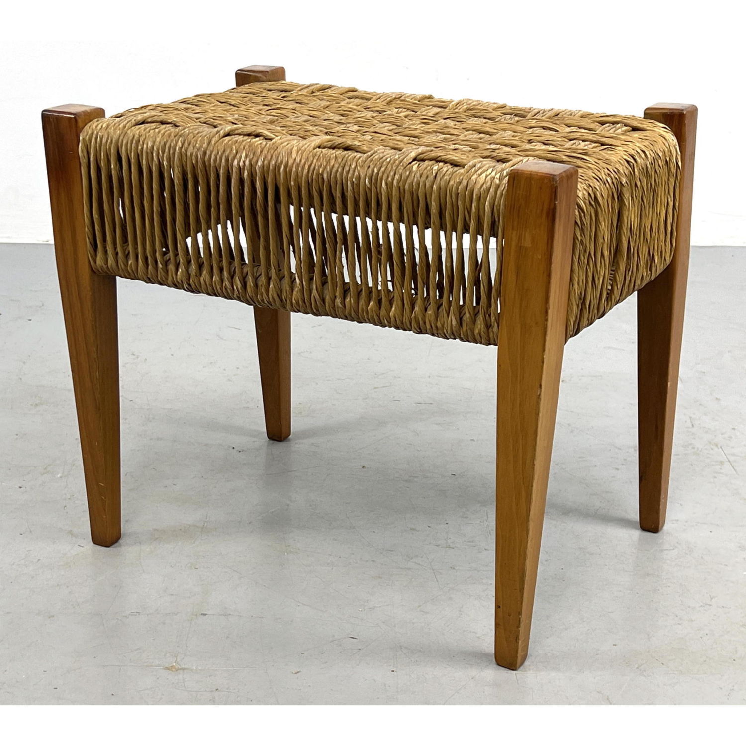 Woven Wrapped Stool. Mid Century