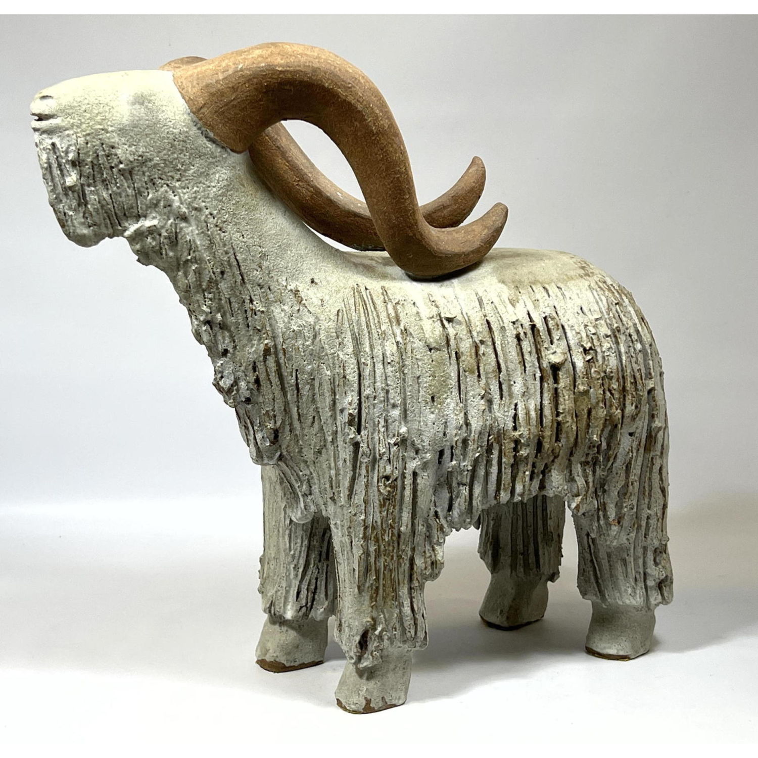 Figural Ceramic Horned Goat Sculpture 2fe34a