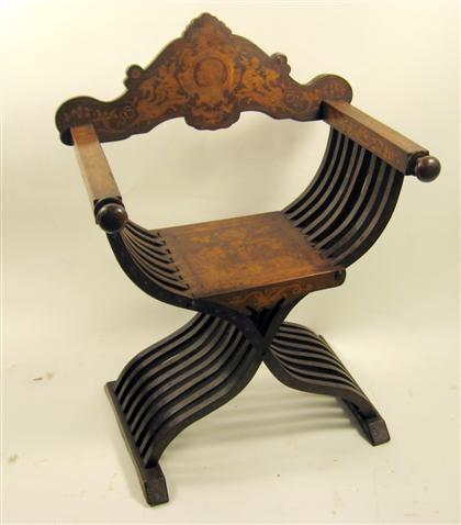 Italian carved walnut and marquetry 4c9f2
