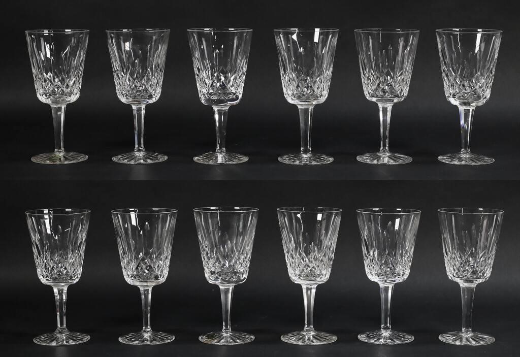 12 WATERFORD LISMORE CRYSTAL WATER GOBLETS12