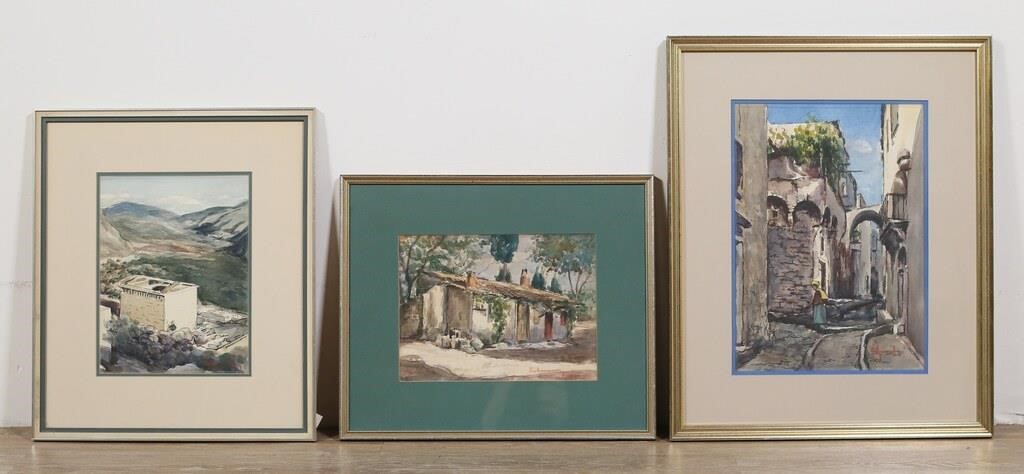 THREE WATERCOLORS OF GREECE SIGNED 2fe39c