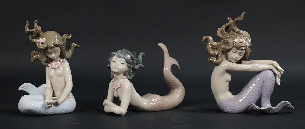 3 LLADRO PORCELAIN MERMAID FIGURINES3 2fe3ac