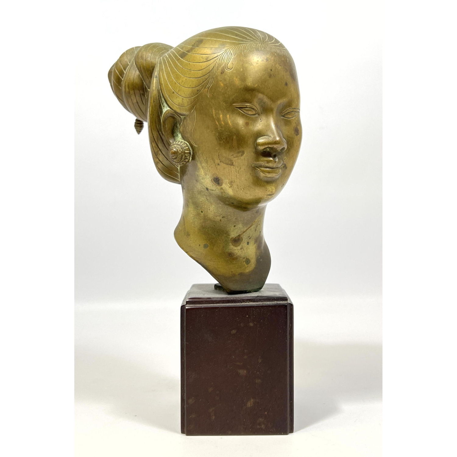 Bronze Portrait Bust. Asian Woman